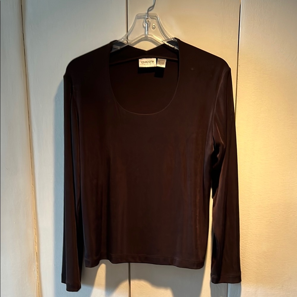 Chico's Brown Fitted Long Sleeve Tee